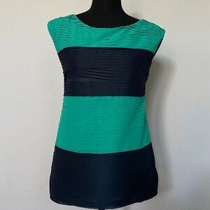 NWT ANN TAYLOR Pleated top with colorblock stripes size XS	|